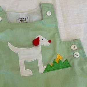 Eisman Woof Woof Dog Jon Jon with Buttons in Green Size 9 M